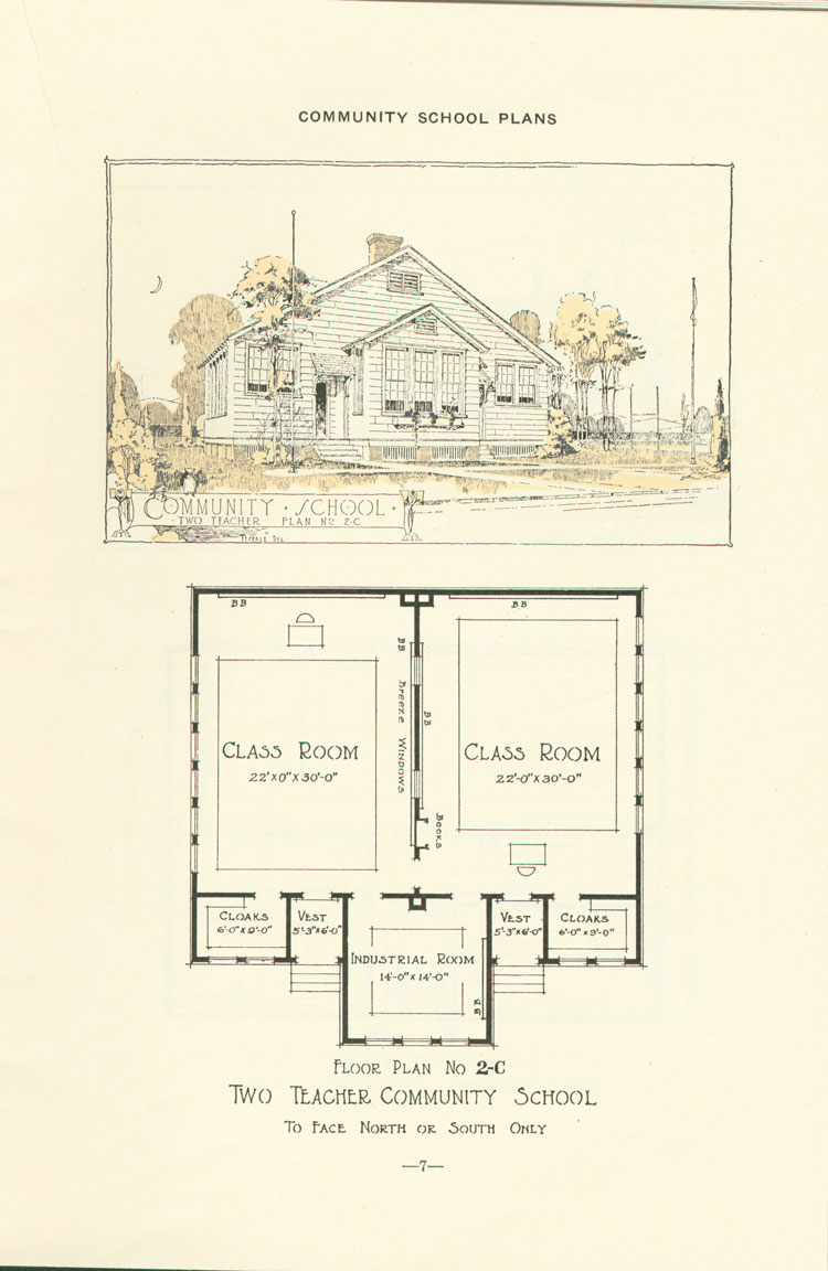 Nashville Plan: North or South Facing, Two Teacher Rosenwald School